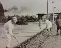 brigada zamestnancu v arealu nem